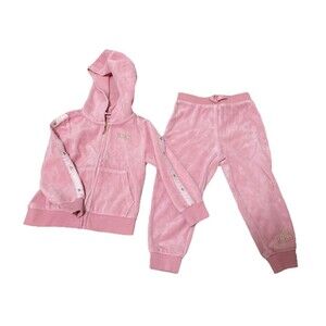 Juicy Couture 2T Toddler Girl 2p Velour Tracksuit Jogger Outfit Hoodie Pink